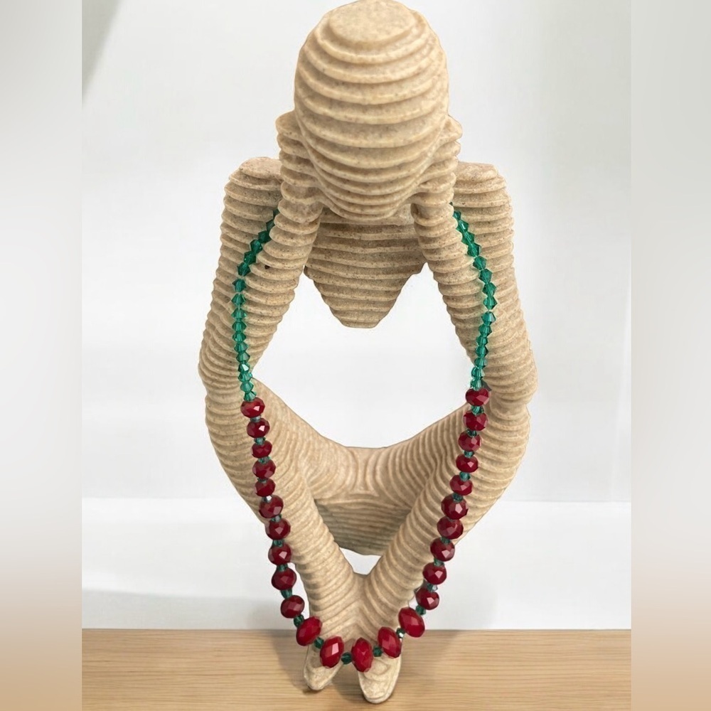 Red And Green Solid Weight Crystals Single Strand… - image 2